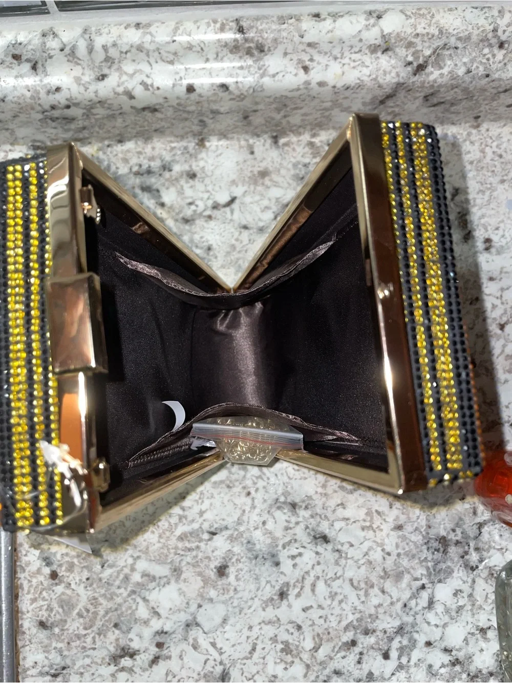 Sparkling bling Dollar Sign clutch - Gold and Black NEW